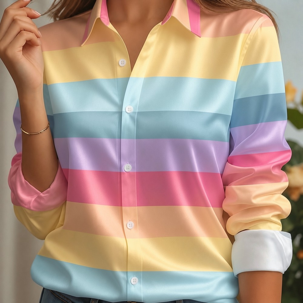 Women'S Work Fashion - Camisa de satén para mujer con
