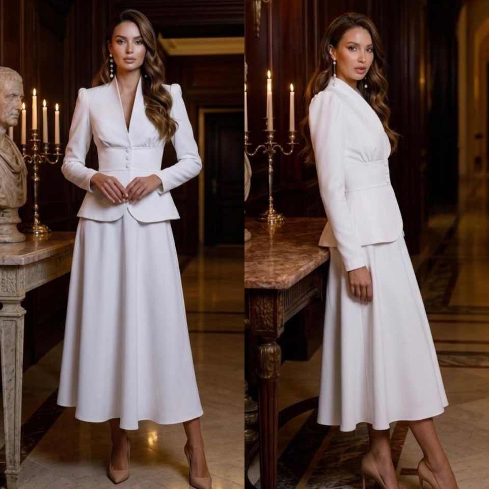 Women Formal Wear With Skirt - Elegante Conjunto de Traje de Dos