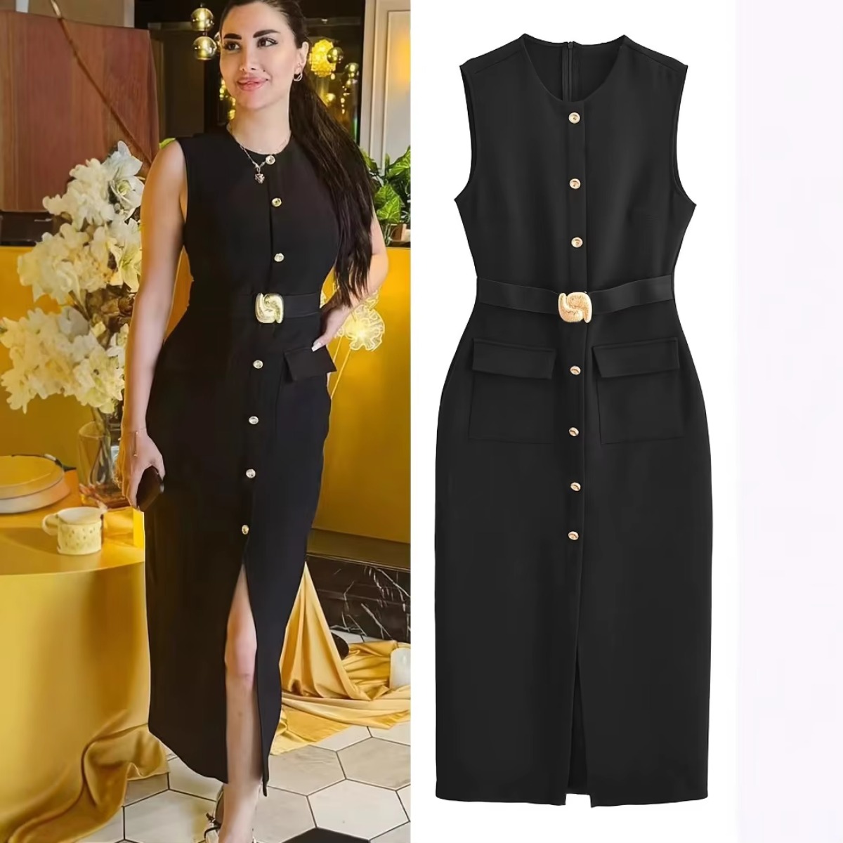 Vestido sin mangas con cuello  - Women'S Formal Dinner Wear reseña y precio