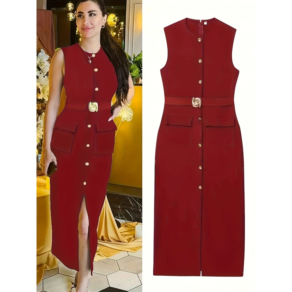 Vestido sin mangas con cuello  - Women'S Formal Dinner Wear reseña y precio