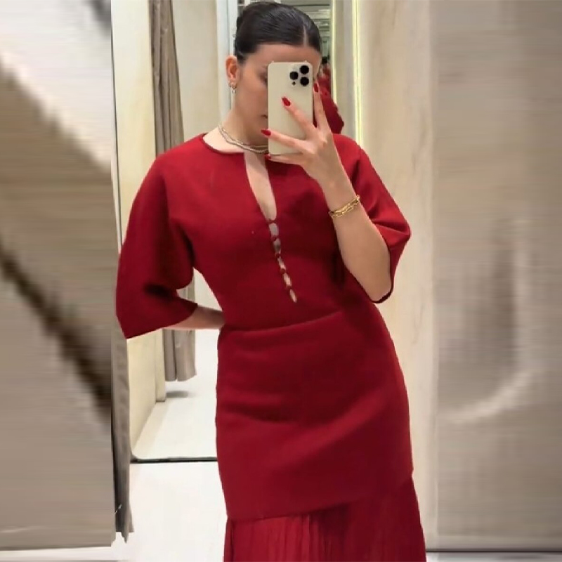 Vestido Maxi Plisado Borgoña E - Women Formal Wear With Skirt reseña y precio