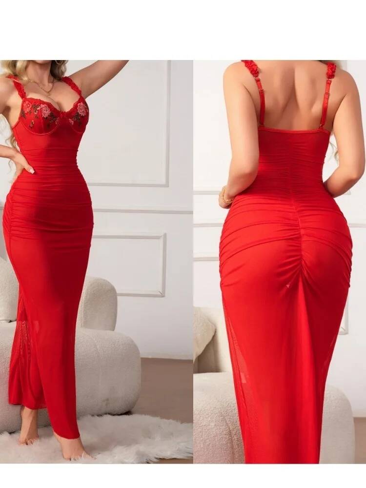 Vestido rojo fruncido con corr - Women Formal Wear Trends reseña y precio