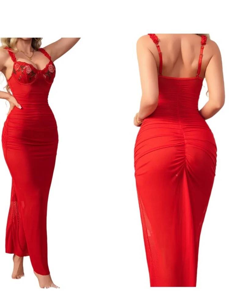 Vestido rojo fruncido con corr - Women Formal Wear Trends reseña y precio